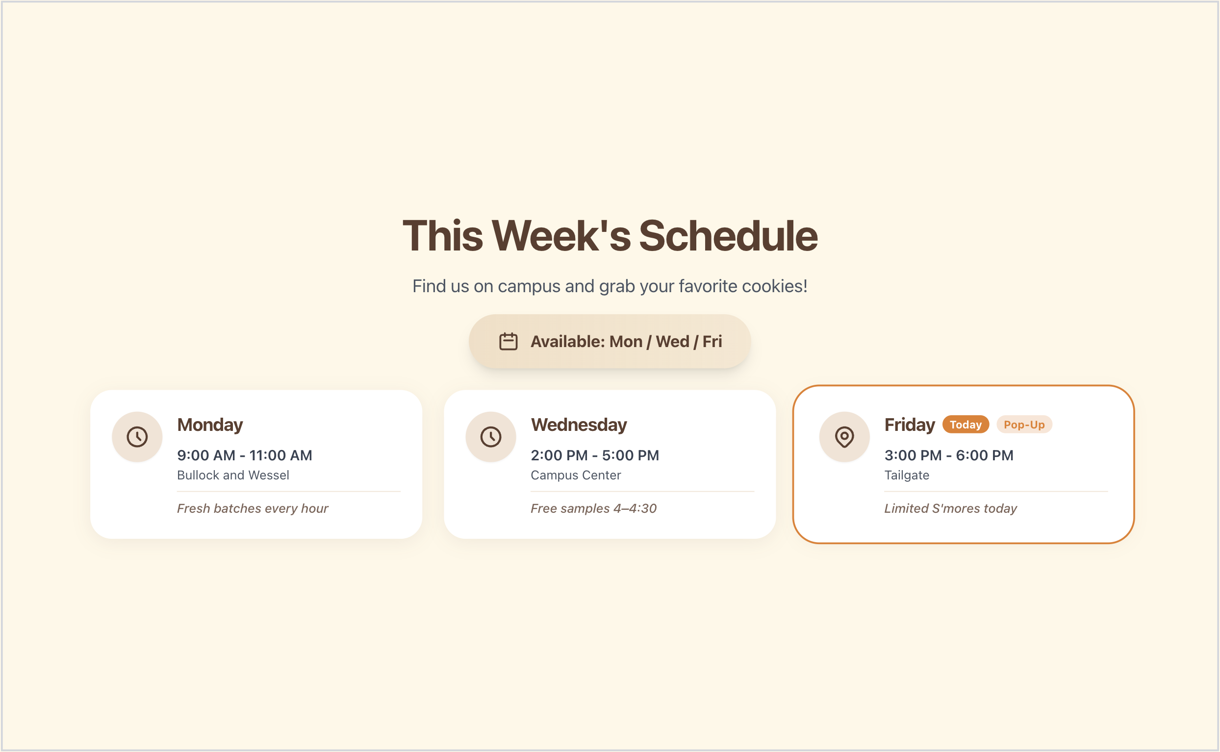 This Week's Schedule